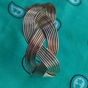 Gorgeous Silver Braided Bangle Bracelet